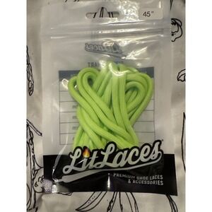 NEW LitLaces Neon Green Premium Fat Oval 45"‎ Shoelaces